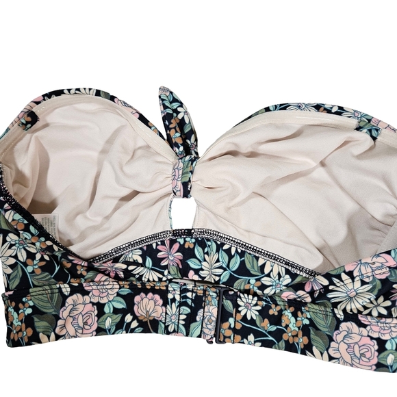Kona Sol Strapless Bikini Top Dark Blue Floral, 32 D/DD - Picture 6 of 13